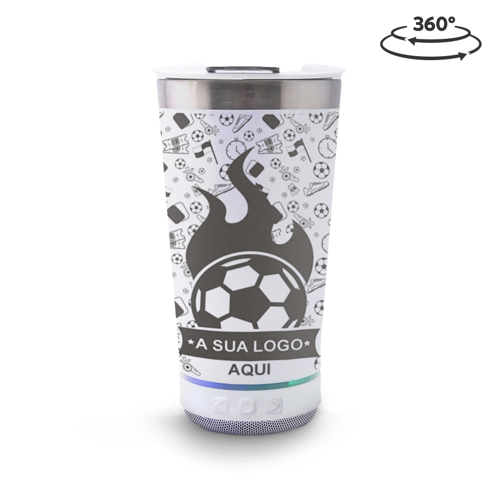 Copo Térmico com Abridor e Som 420ml Branco