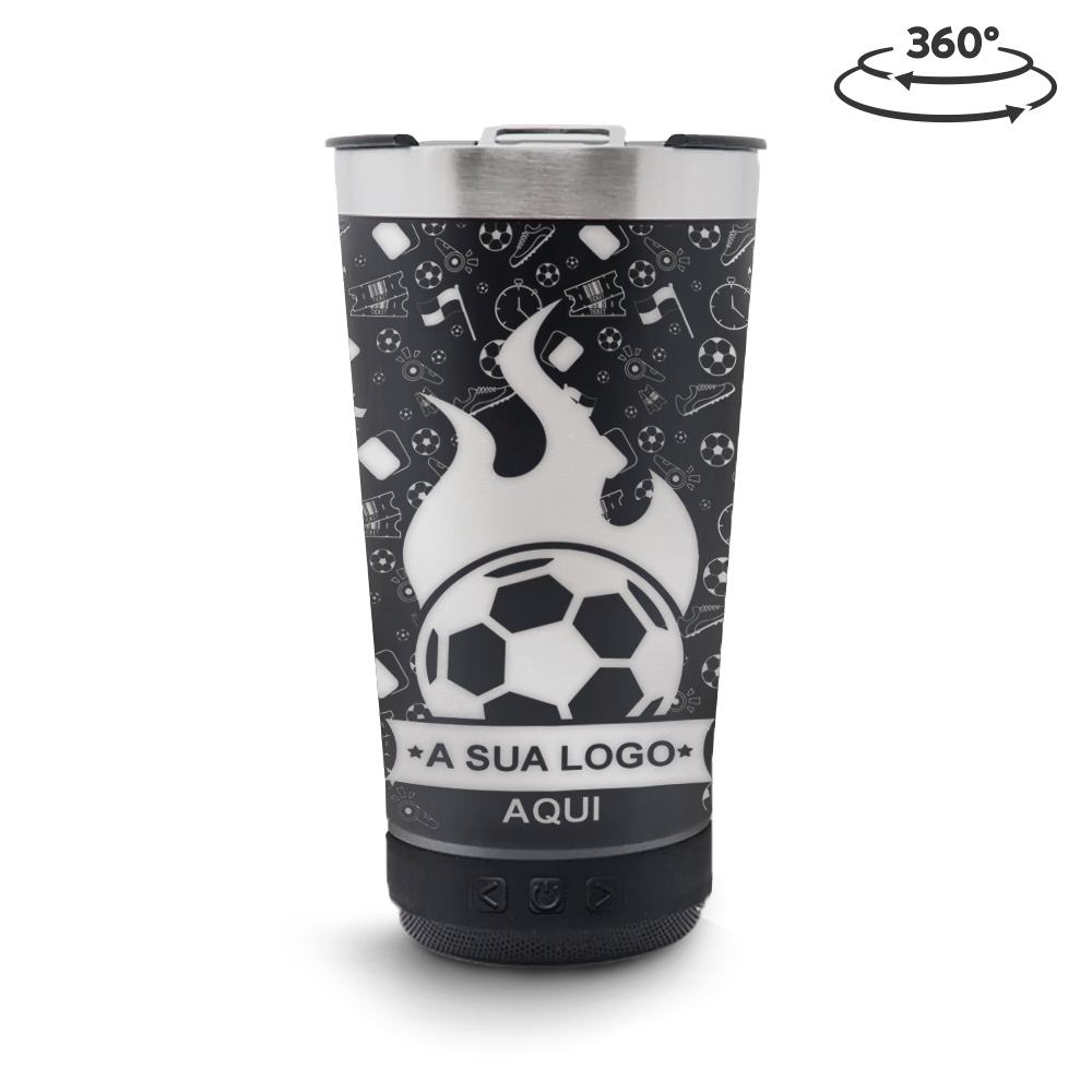 Copo Térmico com Abridor e Som 420ml Preto