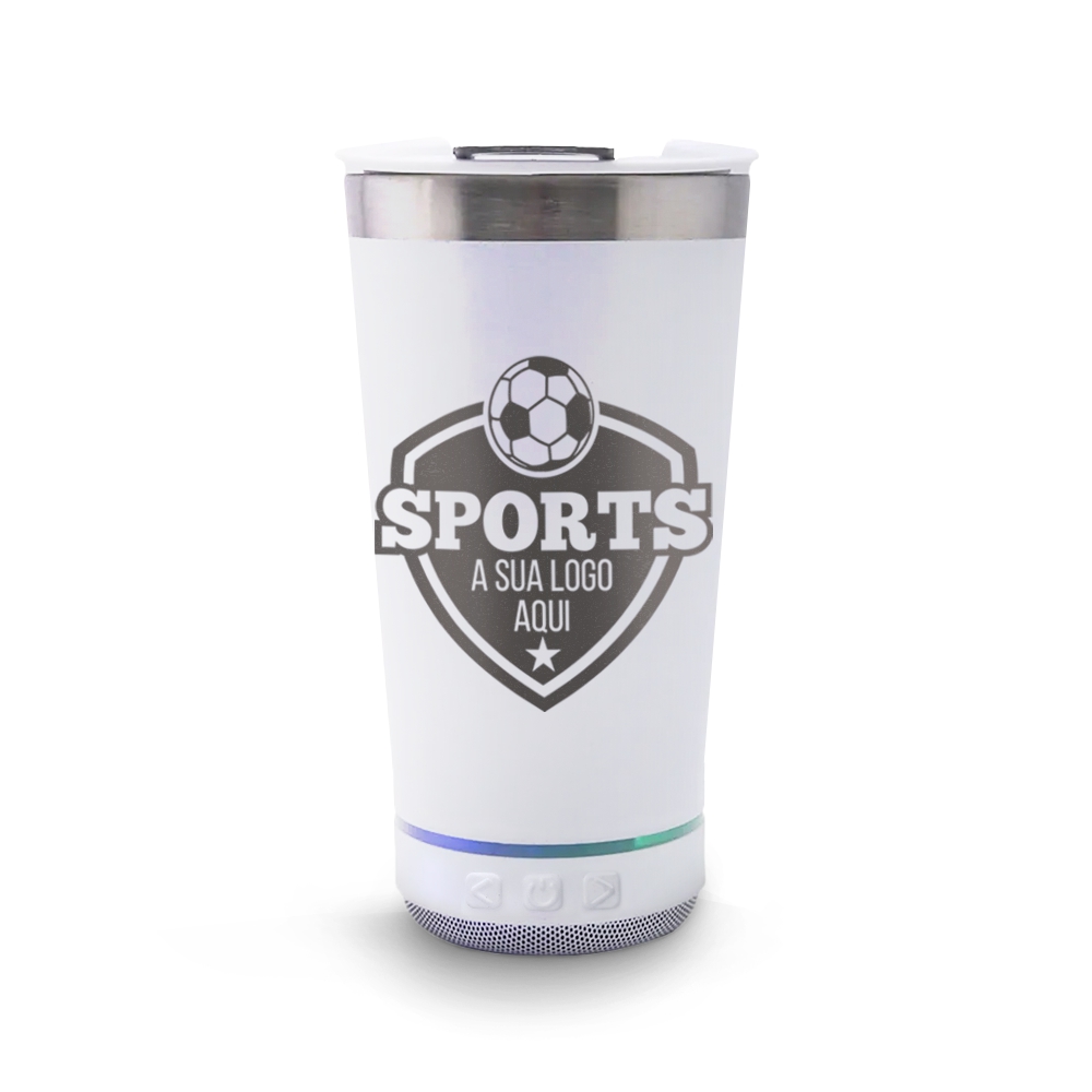 Copo Térmico Com Abridor e Som 420ml Branco