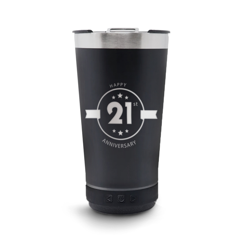 Copo Térmico Com Abridor e Som 420ml Preto