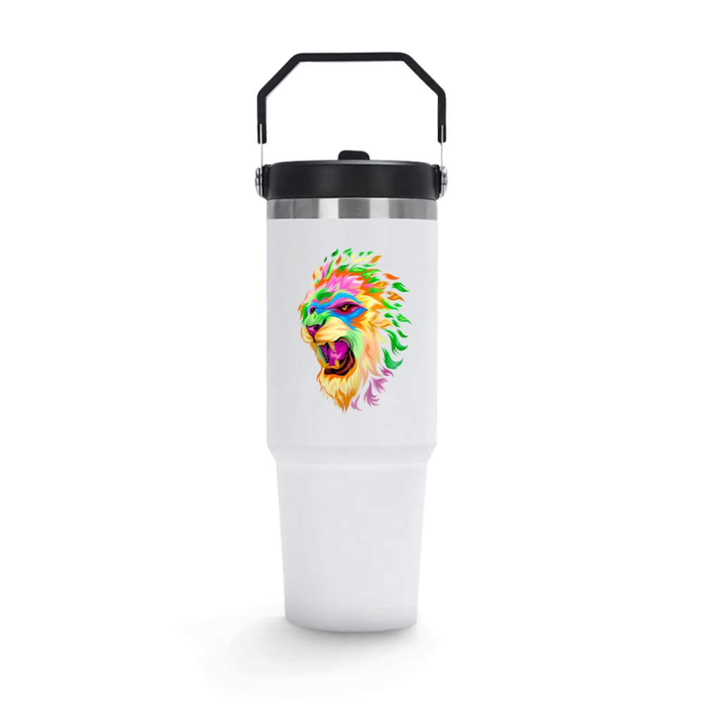 Copos Com Adesivo Dtf Uv Copos Térmicos Modelo Alça Sextavada Com Tampa