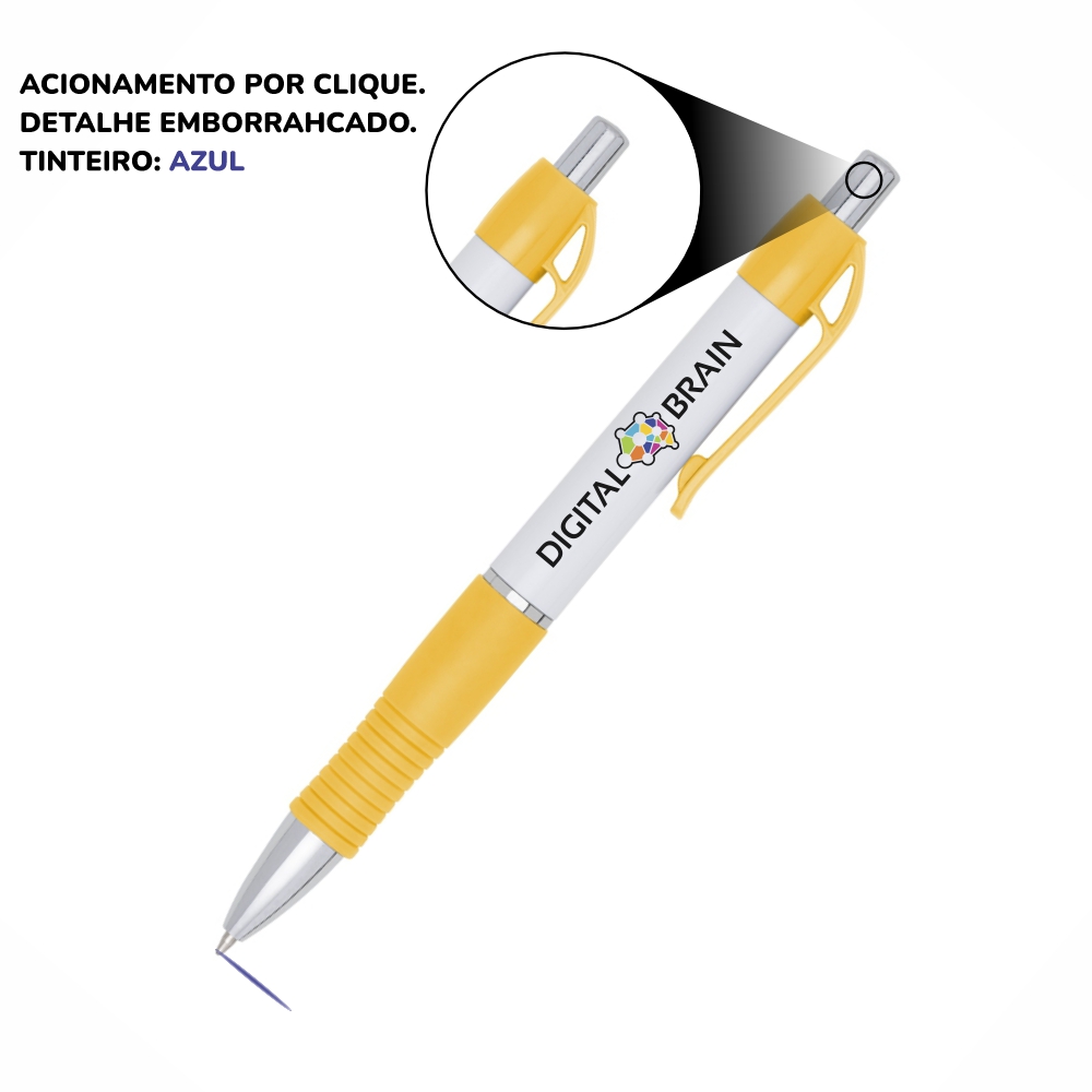 Canetas Impressão Colorida Plásticas Stilo Amarela