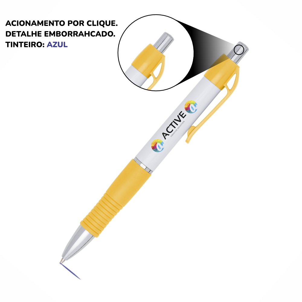Canetas Impressão Colorida Plásticas Stilo Amarela