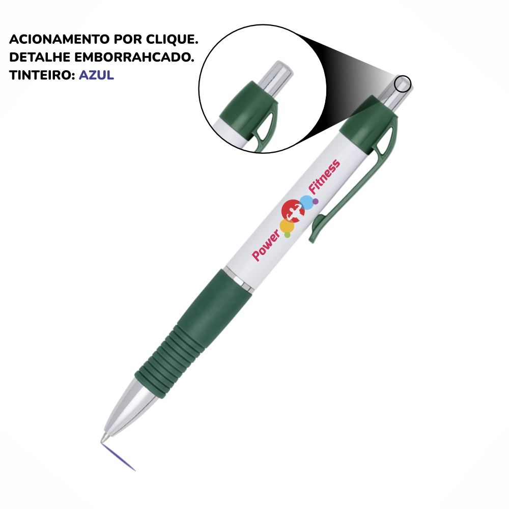 Canetas Impressão Colorida Plásticas Stilo Verde