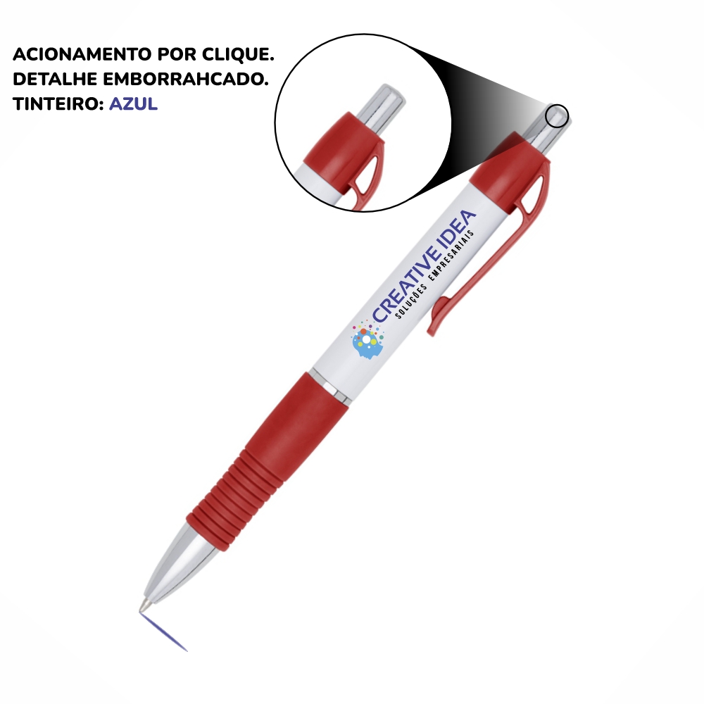 Canetas Impressão Colorida Plásticas Stilo Vermelha