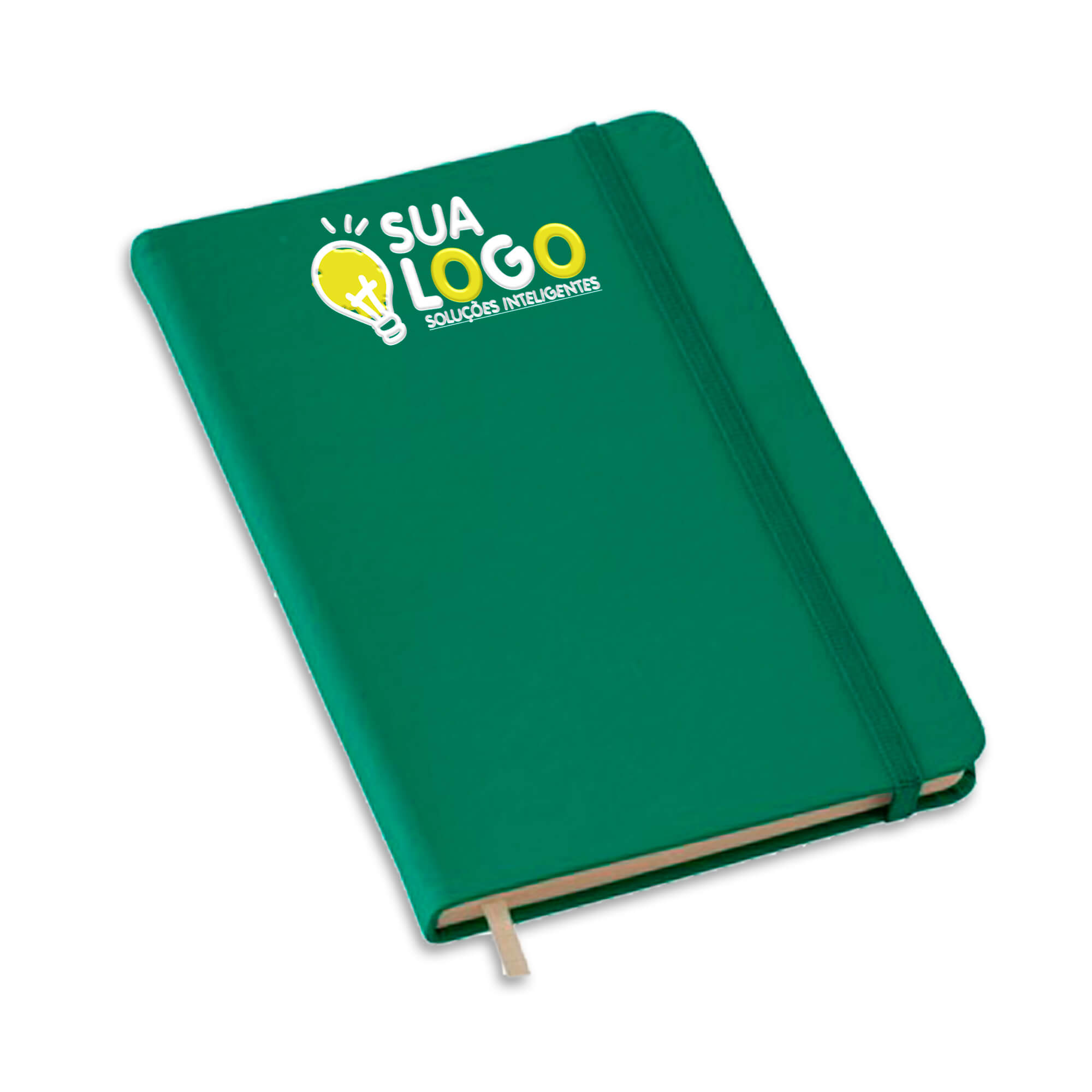 Caderneta Tipo Moleskine Abertura Horizontal Miolo Padrão Com Pauta e Capa Verde