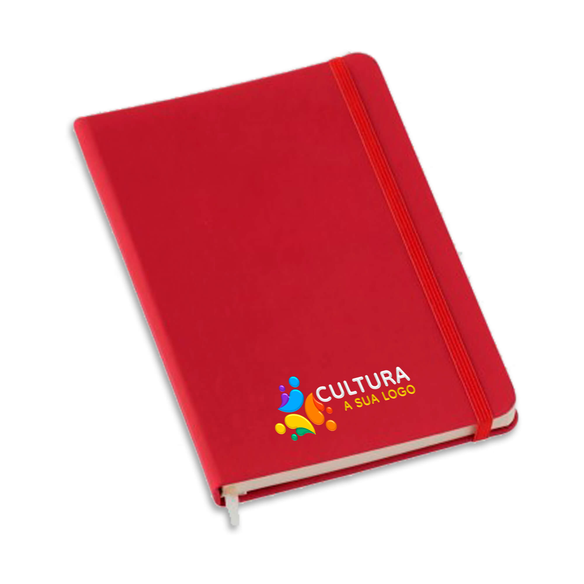 Caderneta Tipo Moleskine Abertura Horizontal Miolo Padrão Com Pauta e Capa Vermelha