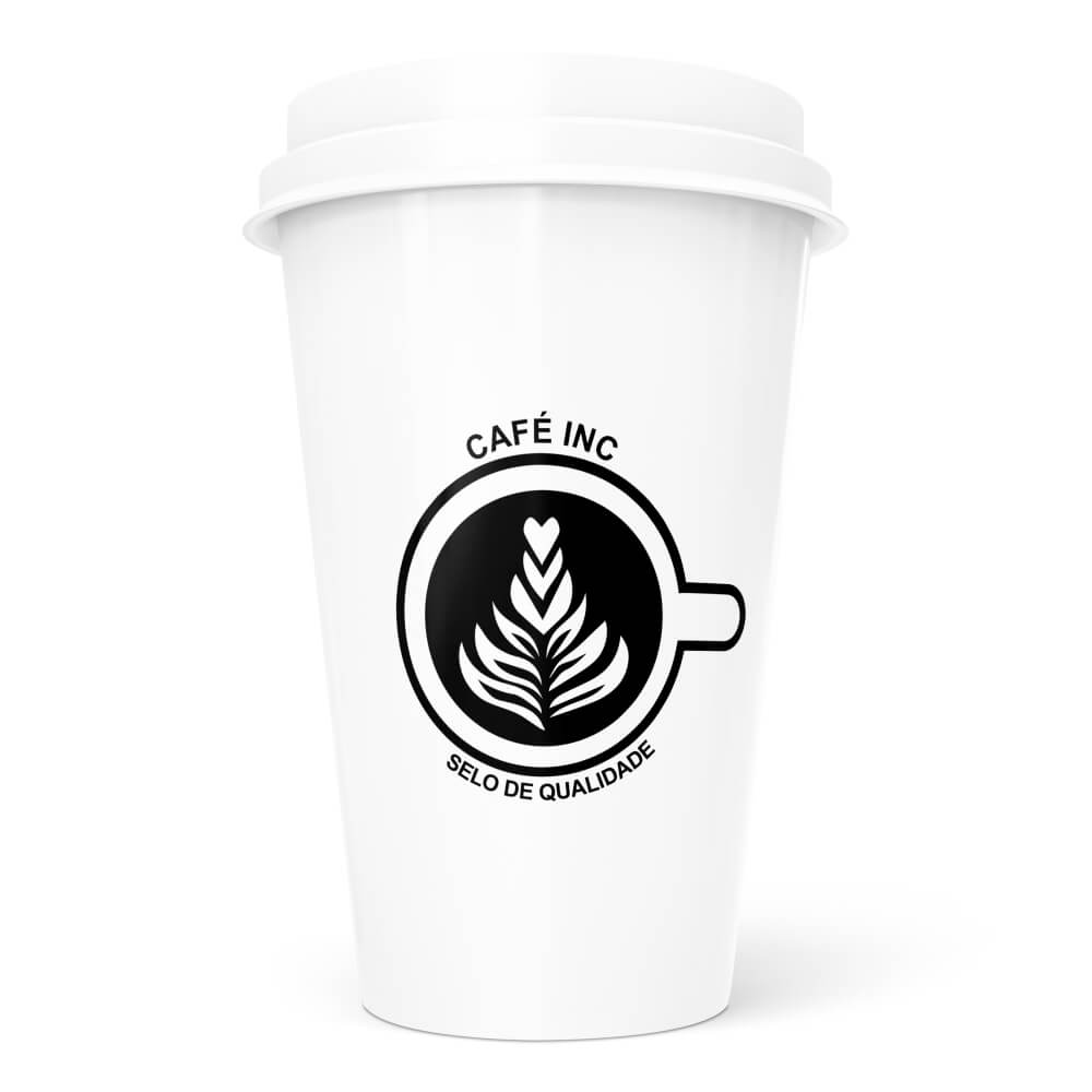 Copo Ecológico Bucks em PP 550ml Impressão Silk Copo Branco