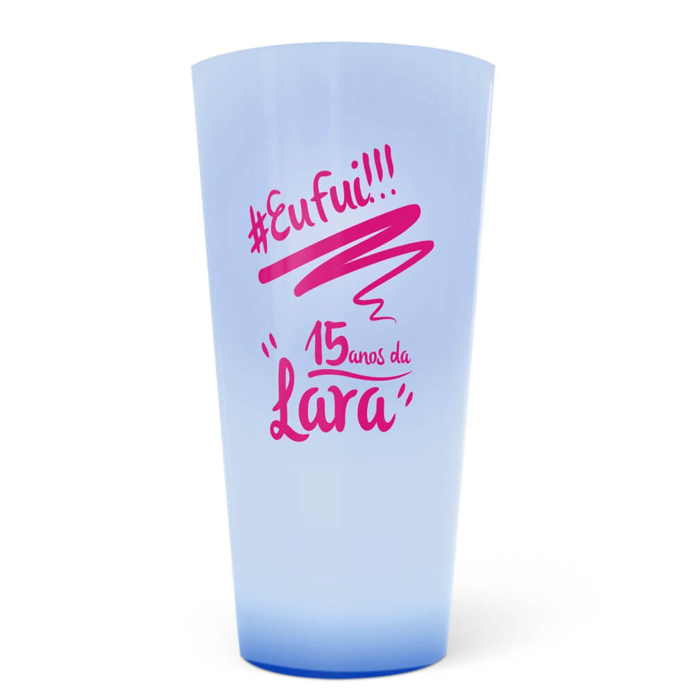 Copo Ecológico em PP 550ml Impressão Silk Translúcido Copo Azul Translúcido