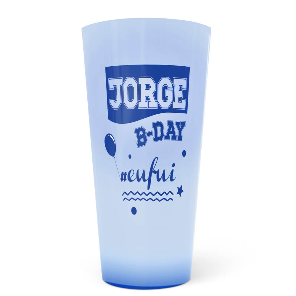 Copo Ecológico em PP 550ml Impressão Silk Translúcido Copo Azul Translúcido