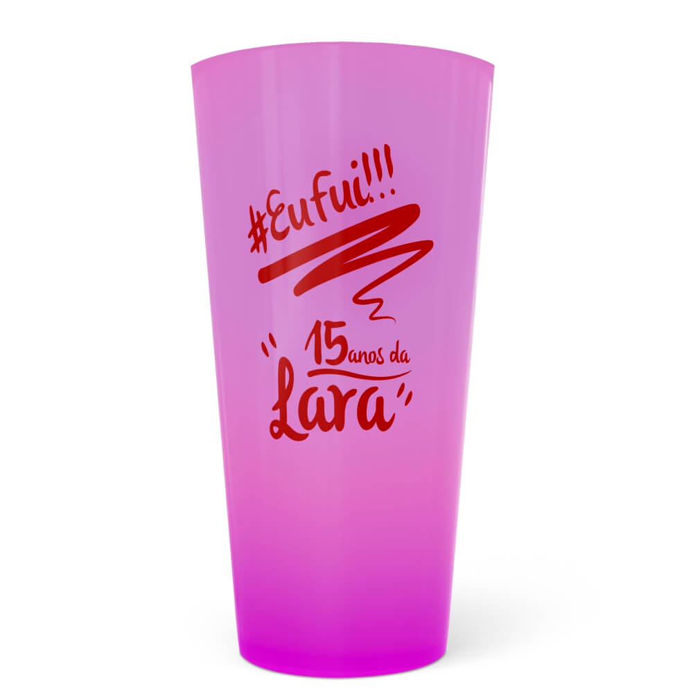 Copo Ecológico em PP 550ml Impressão Silk Translúcido Copo Rosa Translúcido
