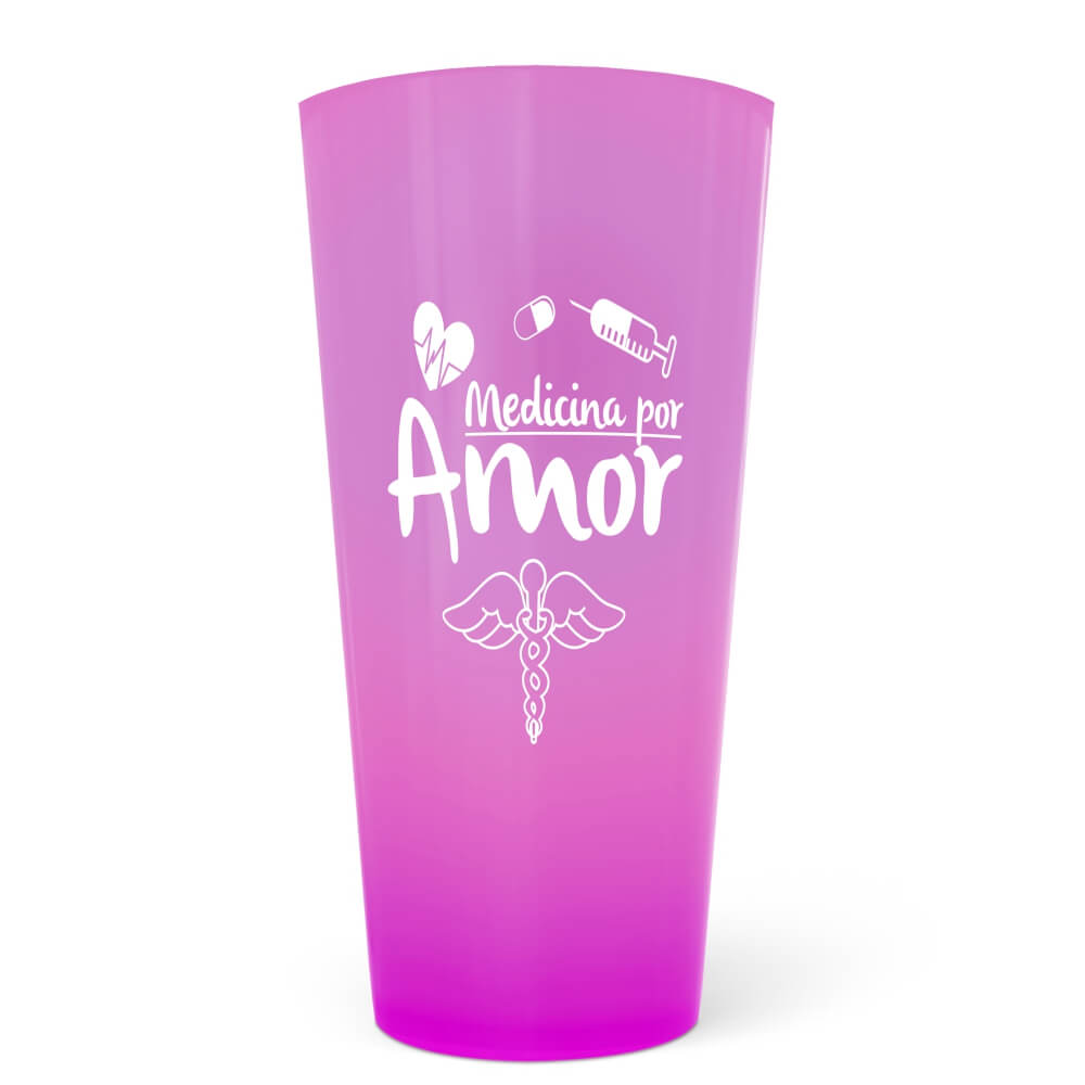 Copo Ecológico em PP 550ml Impressão Silk Translúcido Copo Rosa Translúcido