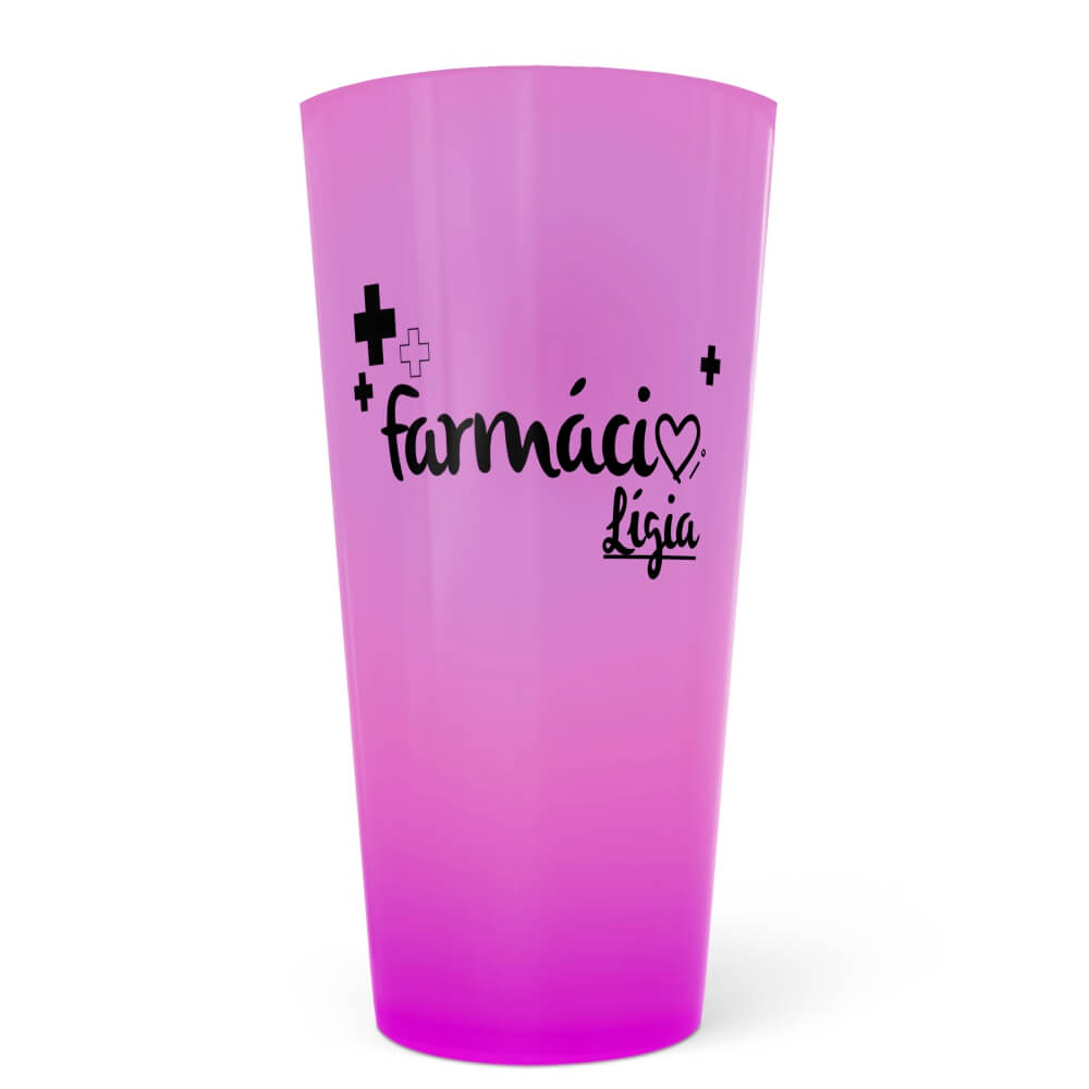 Copo Ecológico em PP 550ml Impressão Silk Translúcido Copo Rosa Translúcido