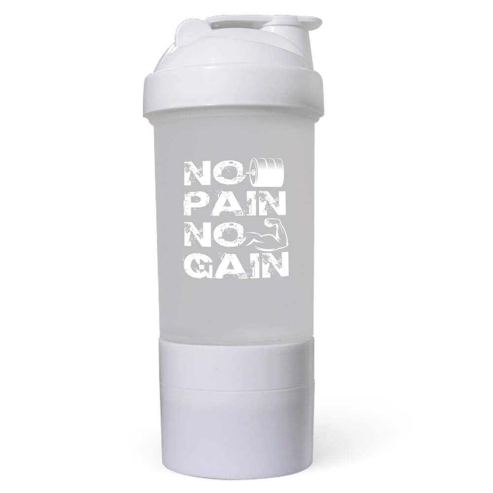 Coqueteleira Para Academia 500ML 3 Doses Translúcido Branca