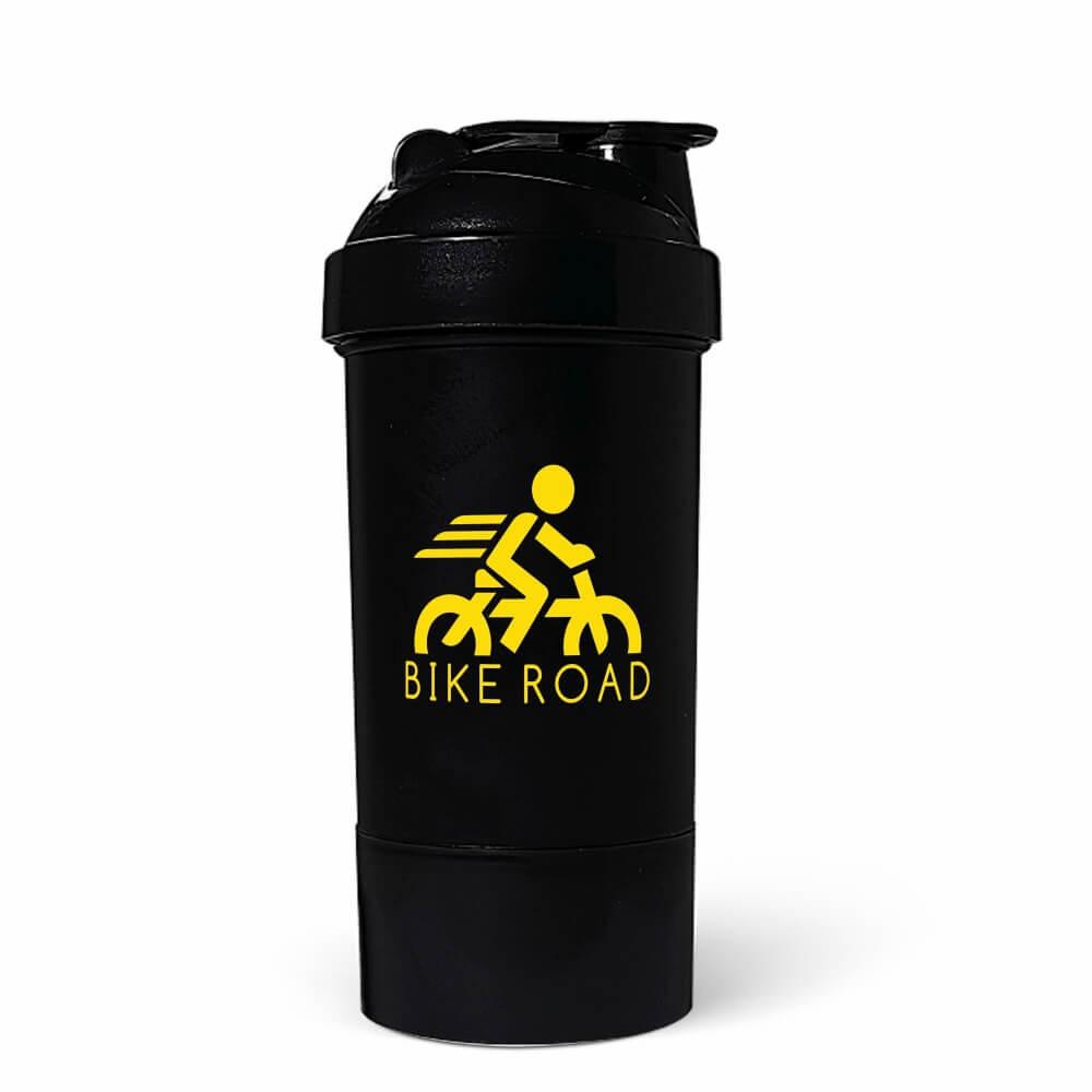 Coqueteleira Para Academia 500ML 2 Doses Leitoso Preta