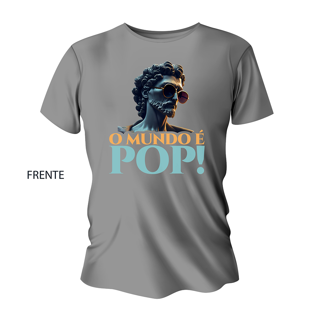 Camisa de Algodão Cinza Impressão DTG A3 (Tamanhos Diversos)