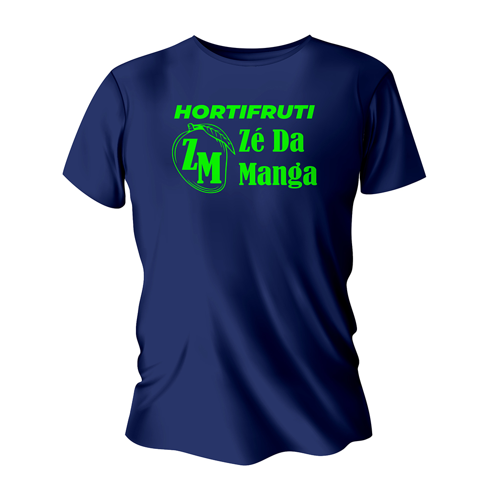 Camisa de Algodão Azul Marinho Impressão Silk A4 (Tamanhos Diversos)