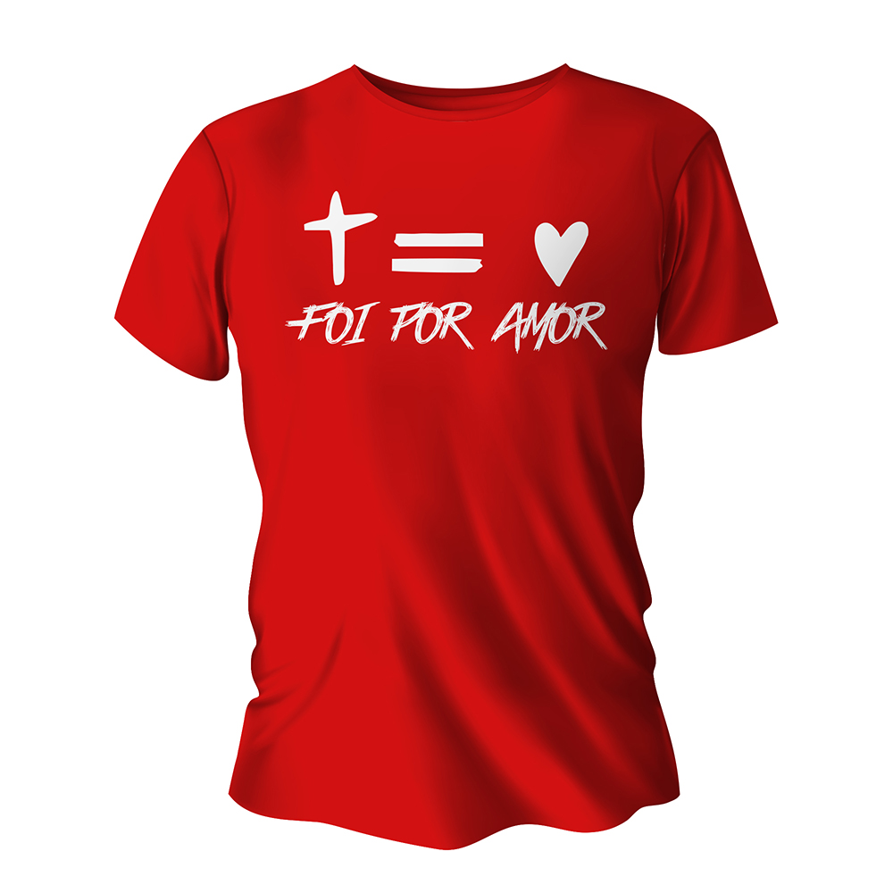 Camisa de Algodão Vermelha Impressão Silk A3 (Tamanhos Diversos)