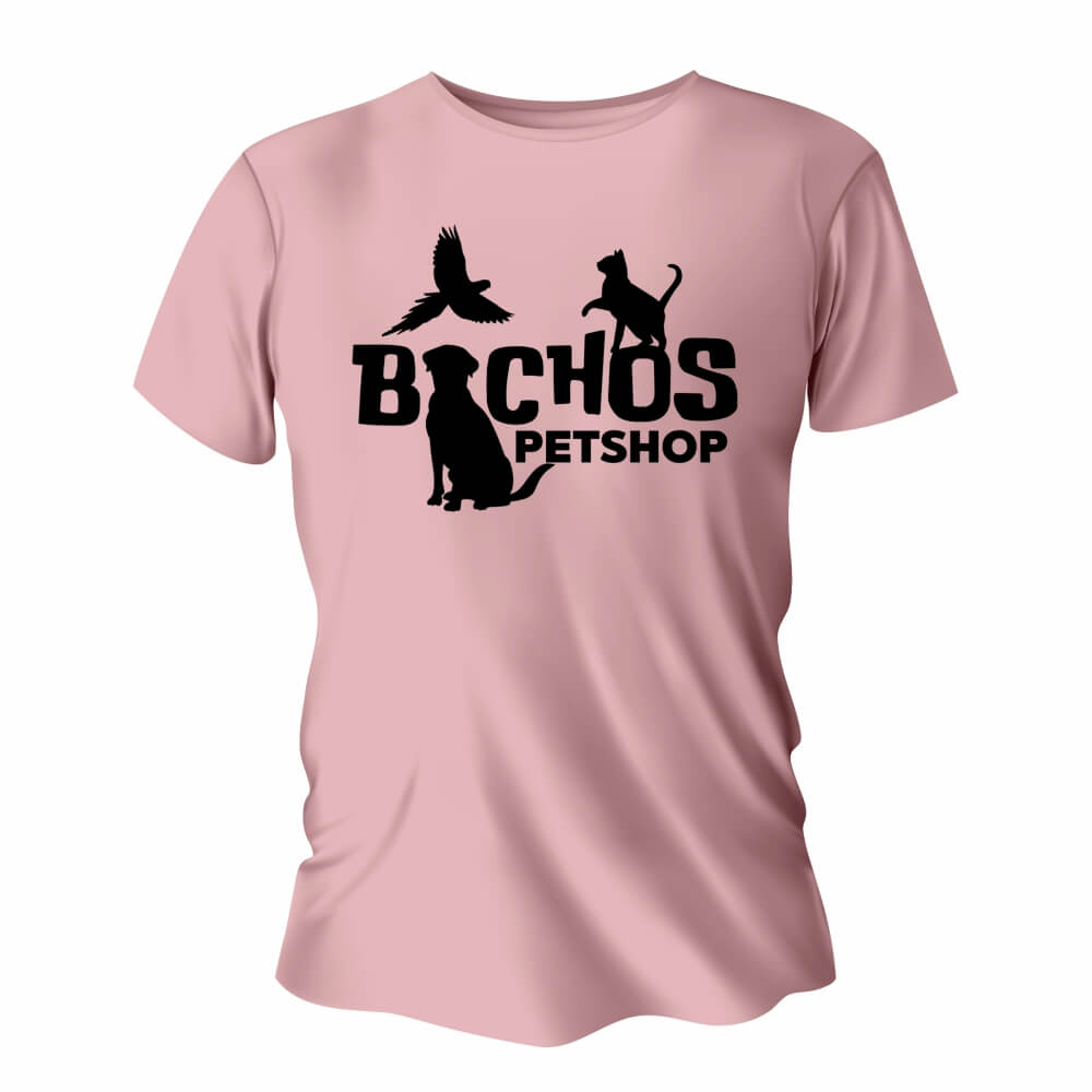 Camisa de Algodão Rosa Claro Impressão Silk A4 (Tamanhos Diversos)