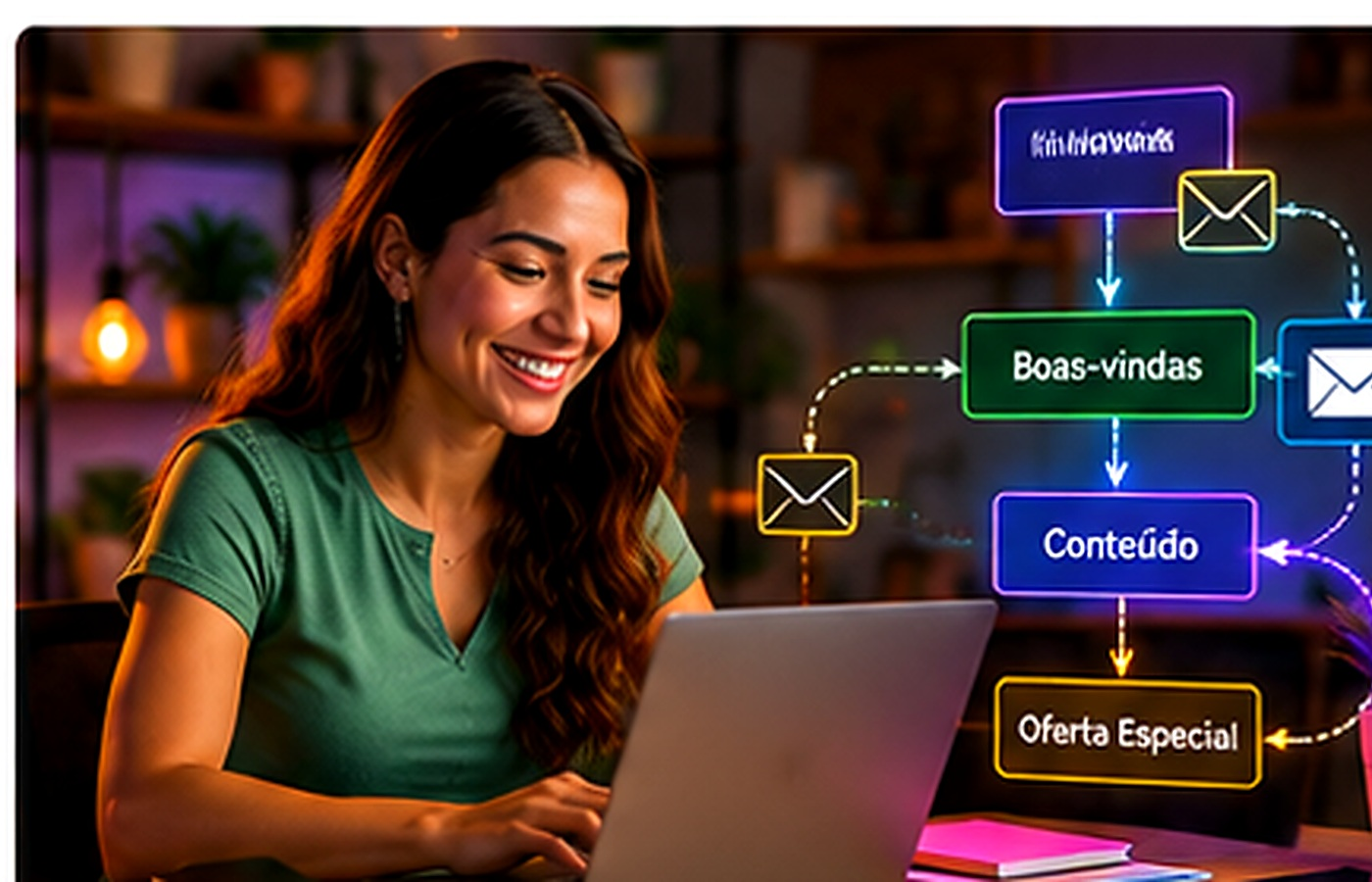 Profissional planejando e-mail marketing e automação digital